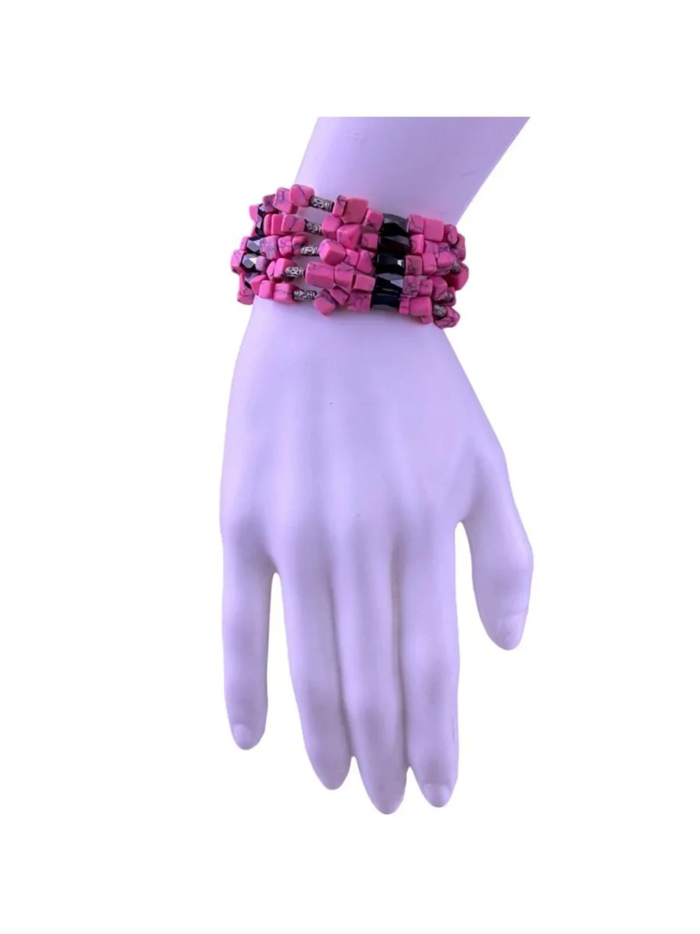 Pink Multistone Womens Convertible Necklace/Bracelet Magnetic Clasp  Handmade